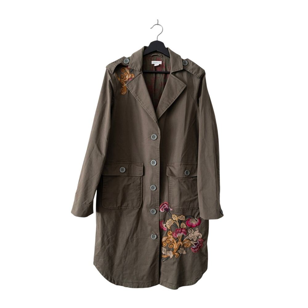 Sundance Sailor Field Floral Embroidered Olive Green Jacket Women's Size Medium